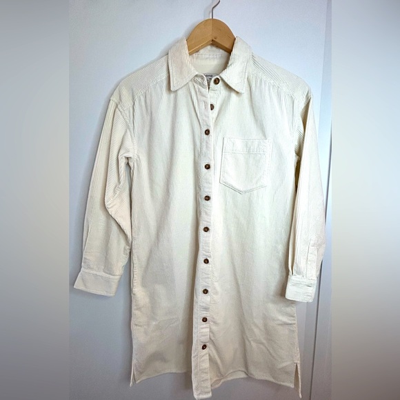 MADEWELL Mini Shirtdress, Corduroy, White/Cream, XXS - Picture 5 of 13